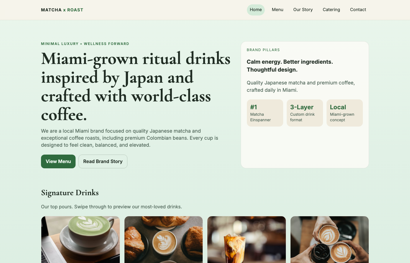 Matcha x Roast website